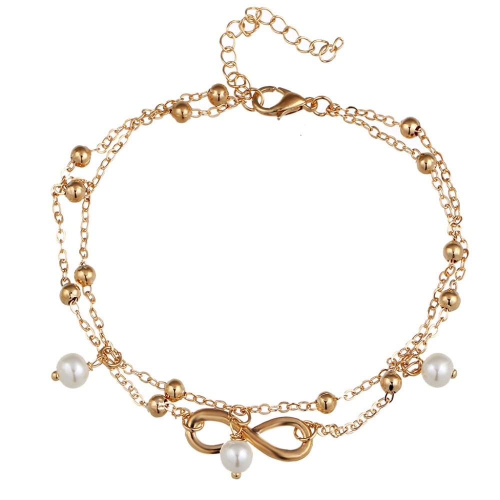 FC11 | Boho Foot Chain Pearl Infinity Foot Anklet